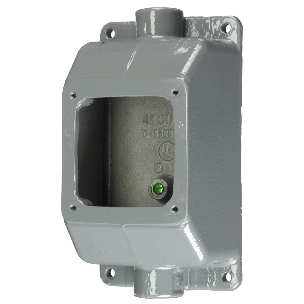 FT202W 1-Outlet, Feed-Through Industrial Grade Standard Shrouded Straight Watertight Back Box With 3/4 in NPT Hub Knockout, 4-1/2 in H x 3.06 in W x 7.14 in D, Cast Aluminum