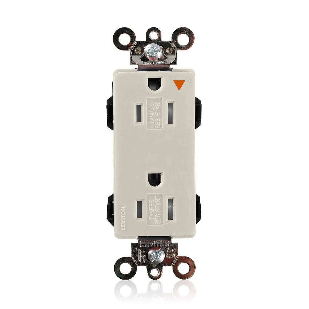 MT162-IGT Decora Plus Lev-Lok 1-Phase Duplex Heavy Duty Isolated Grounding Tamper Resistant Straight Blade Receptacle, 125 VAC, 15 A, 2 Poles, 3 Wires, Light Almond