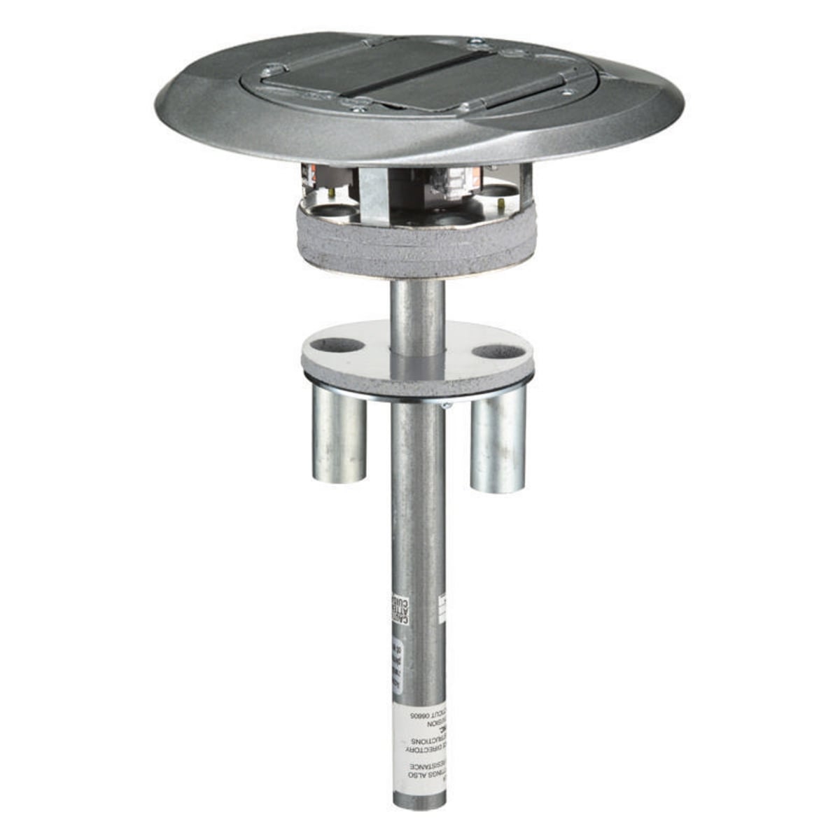 S1PT4X4GY 4X4 1-Piece Fire-Rated Flush Standard Poke-Through Complete Unit, 4 in Hole, 8 in Dia x 1.05 in THK Cover, 300 lb Capacity, Composite