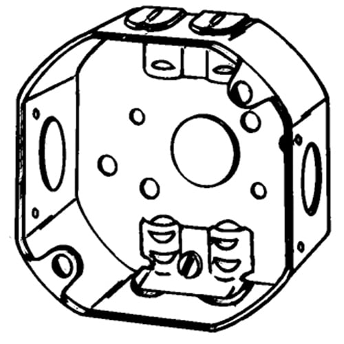 561L Octagon Box, Steel, 15.5 cu-in Capacity, 7 Outlets, 7 Knockouts, 1-1/2 in D