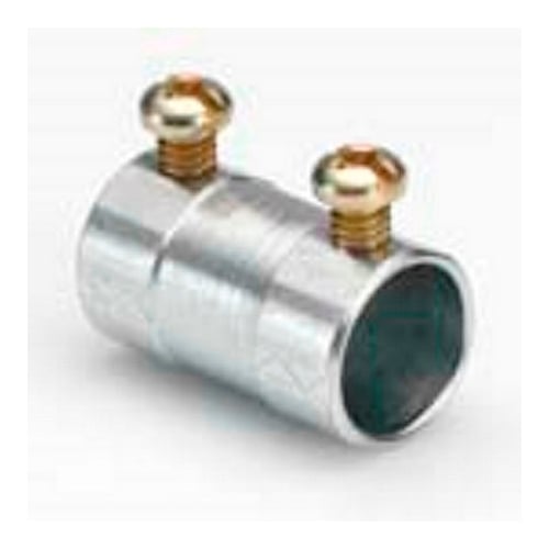 244-US Bridgeport Setscrew Conduit Coupling, 1-1/2 in, For Use With EMT Conduit, Steel, Zinc Plated