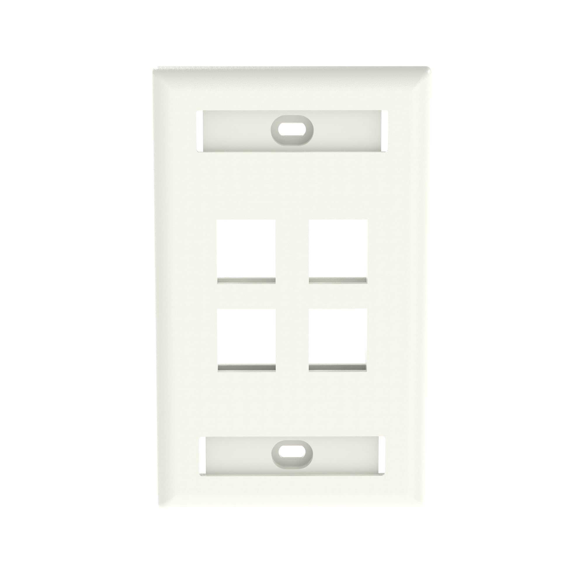 NK4FIWY NetKey PanNet Flat Vertical Faceplate, 1 Gang, 4 Ports, Keystone Module, Fastened Mount, ABS