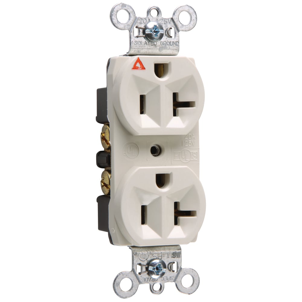 IG5362LA 20 Amp 125V  Isolated Ground Duplex Receptacle, Back and Side Wire, Light Almond