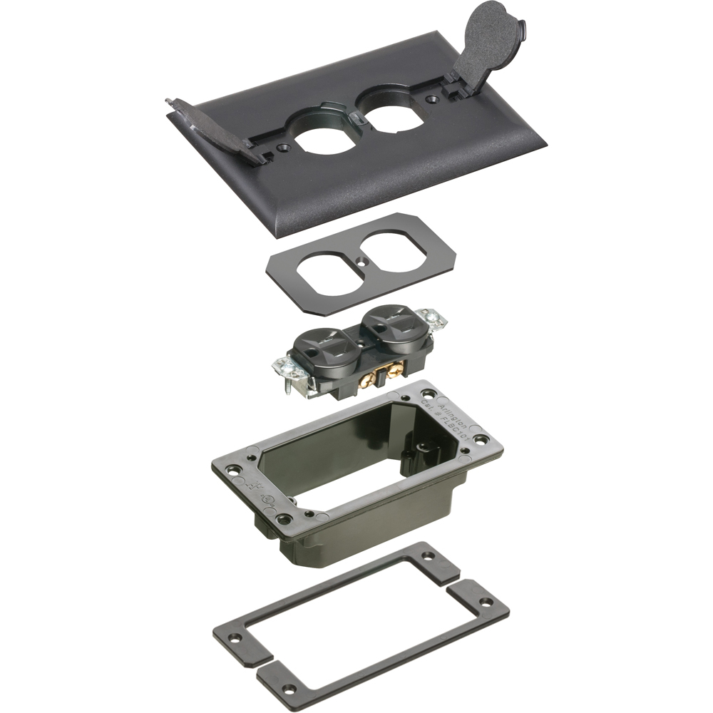 FLBCF101BLTK Concrete Rough-In Floor Box Trim Kit, Plastic, 1 Gang
