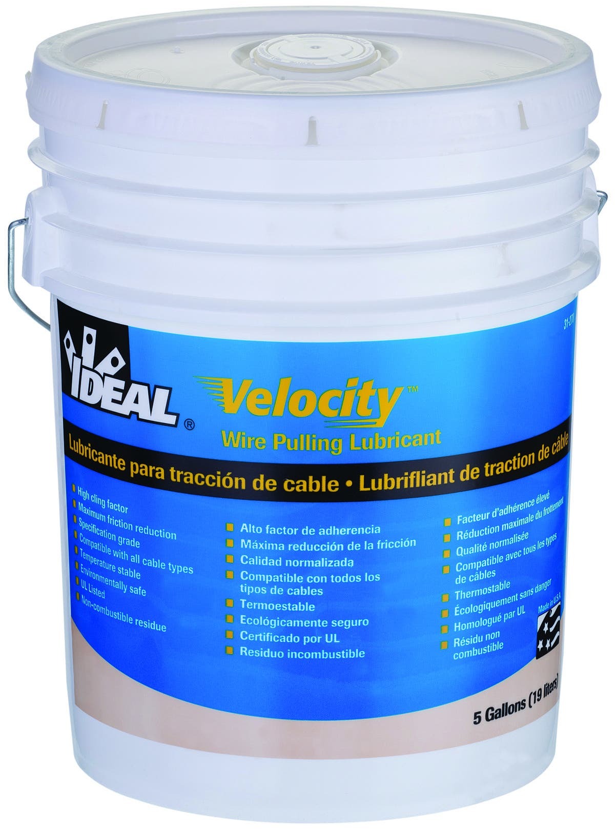 31-278 Velocity Wire Pulling Lubricant, 5 gal Bucket, Gel Form, Ivory, 0.98