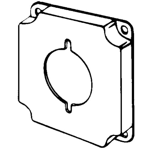 8377 Raised Square Box Cover, 4 in L x 4 in W x 1/2 in D, Receptacle Cover, Steel