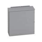 Type 3/3R panel enclosures, 16" height, 6" length, 12" width, NEMA 3R, Hinged cover, RHC enclosure, Wall mount, Small single door, External mounting feet, Carbon steel