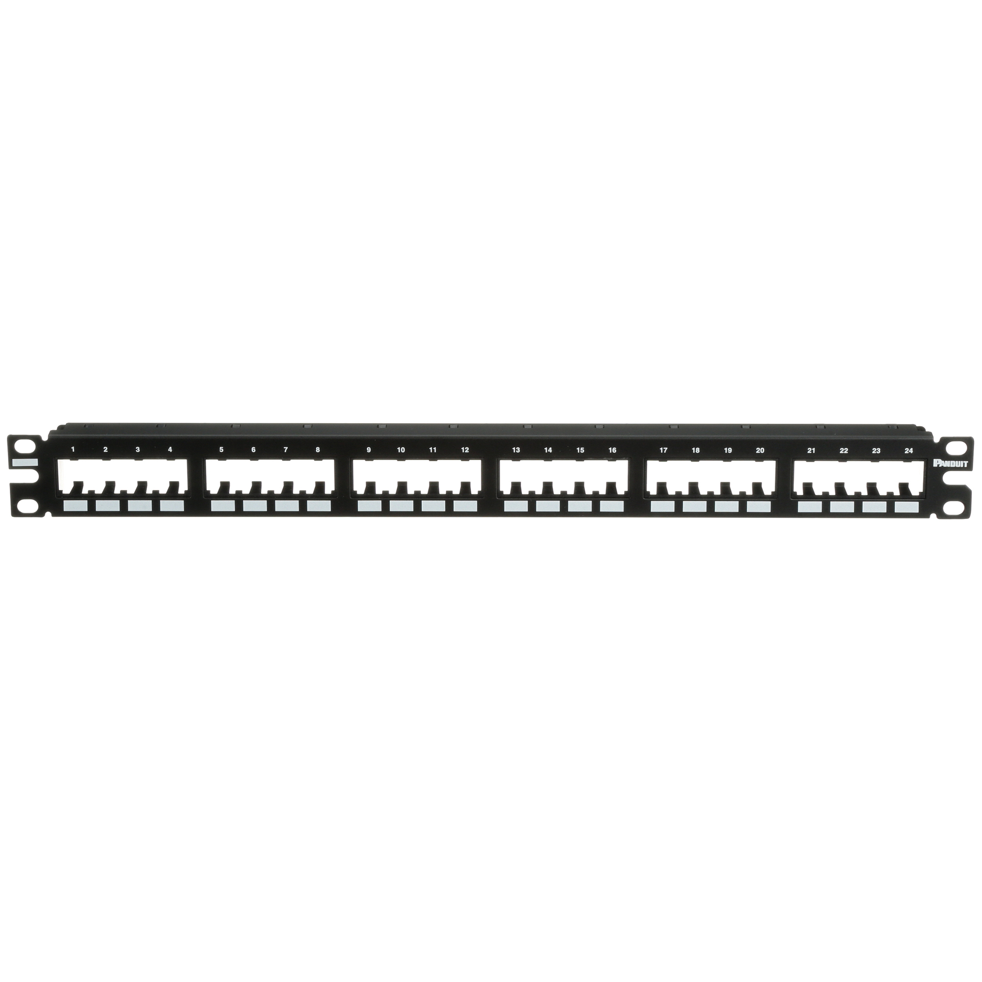 CPP24FMWBLY Mini-Com PanNet 1RU Flat Unshielded Modular Patch Panel, 24 Ports, Cat 5e, 24 AWG Terminal, Cold Rolled Steel