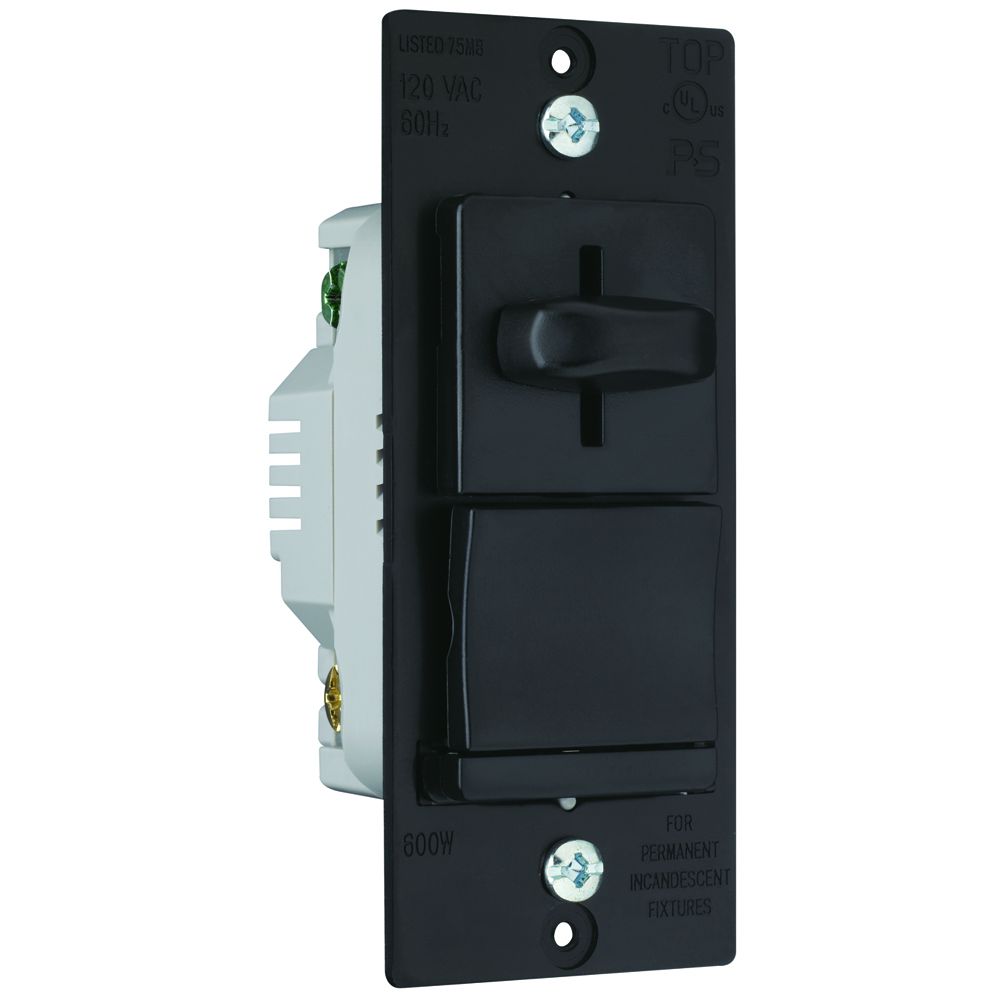 LS603PBK LS TradeMaster 3-Way Decorator Dimmer Switch, 120 V AC, 1 Poles, On/Off Operation, Black