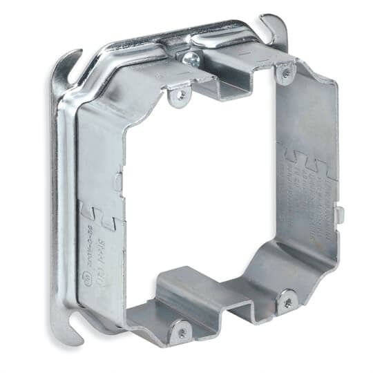 52CADJ2-5L Steel City 2-Outlet 2-Gang Adjustable Square Mud Ring, 4 in L x 4 in W, Steel, 1/2 to 1-1/2 in Raised