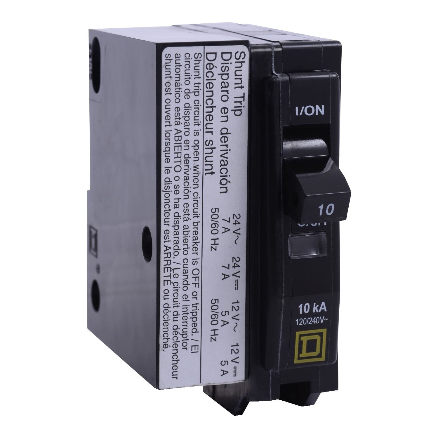 Mini circuit breaker, QO, 20A, 1 pole, 120/240VAC, 10kA, plug in, AC/DC shunt