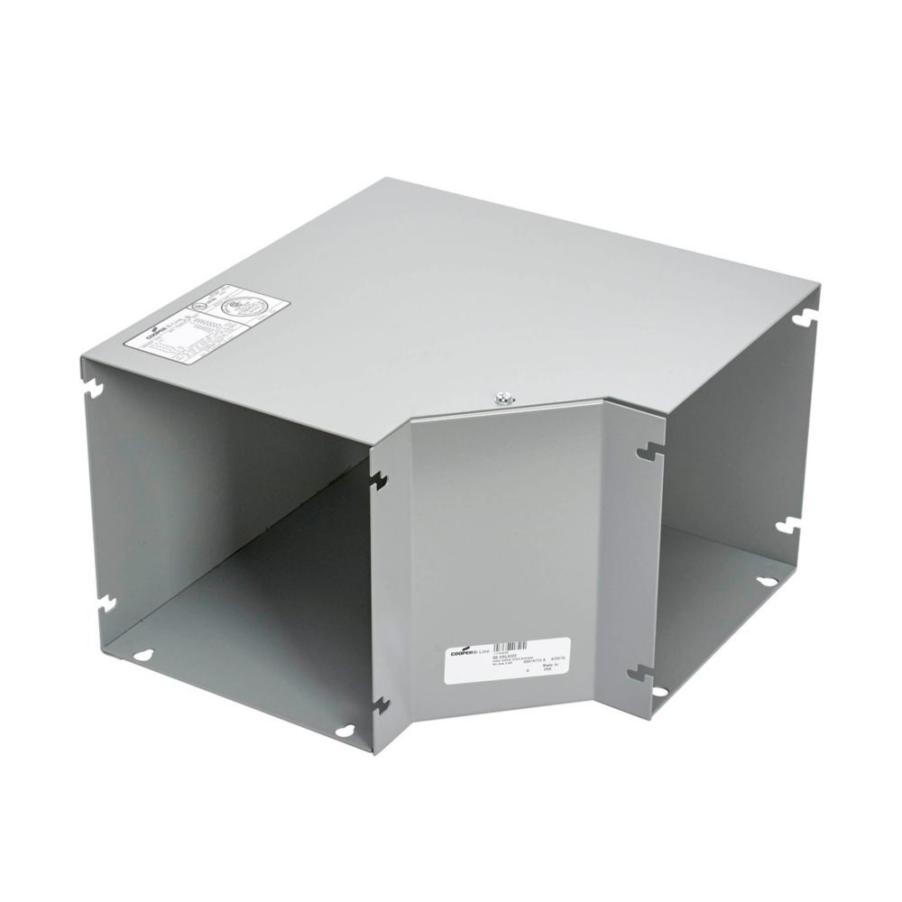 wireway elbow fitting, Lay-in, 90? elbow, side opening, NEMA 1, Steel, ANSI 61 gray painted, 6" X 6"