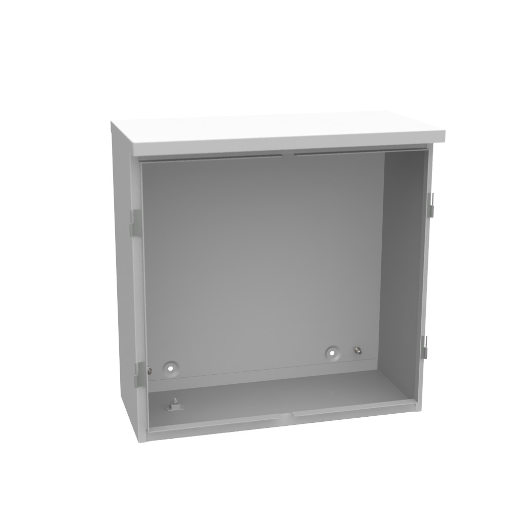 24x10x24 Hinge Cover Type 3R Steel No Knockouts ANSI 61 Gray Double Doors Padlocking 3PT Handle Back Panel Weld Studs Drip Shield No Center Post