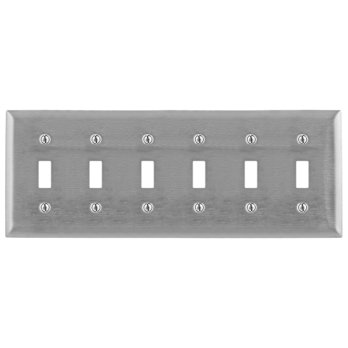 SS6C Standard Wall Plate, 6 Gangs, 13.2 in W x 4 in H, 302/304 Stainless Steel
