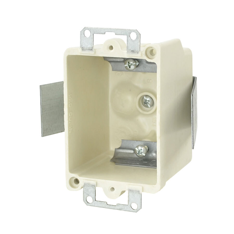 9331-ESC2 FiberglassBOX Non-Conductive Non-Metallic Switch/Receptacle Box With Knockouts, Galvanized Steel Snap Bracket, Fiberglass Reinforced Polyester, 14 cu-in, 1 Gang, 2 Outlets, 4 Knockouts, 3-1/4 in H x 2-3/8 in W x 2-1/2 in D
