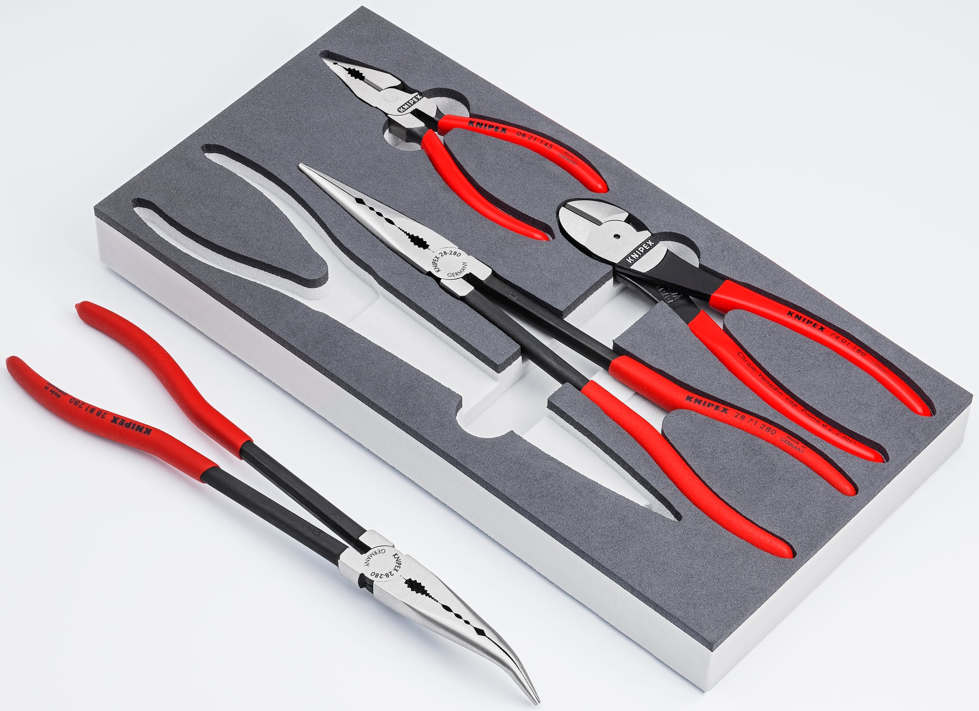00 20 01 V16 Pliers Set, Combination, High Leverage Diagonal Cutter, Long Nose, Needle Nose, 4 Pieces