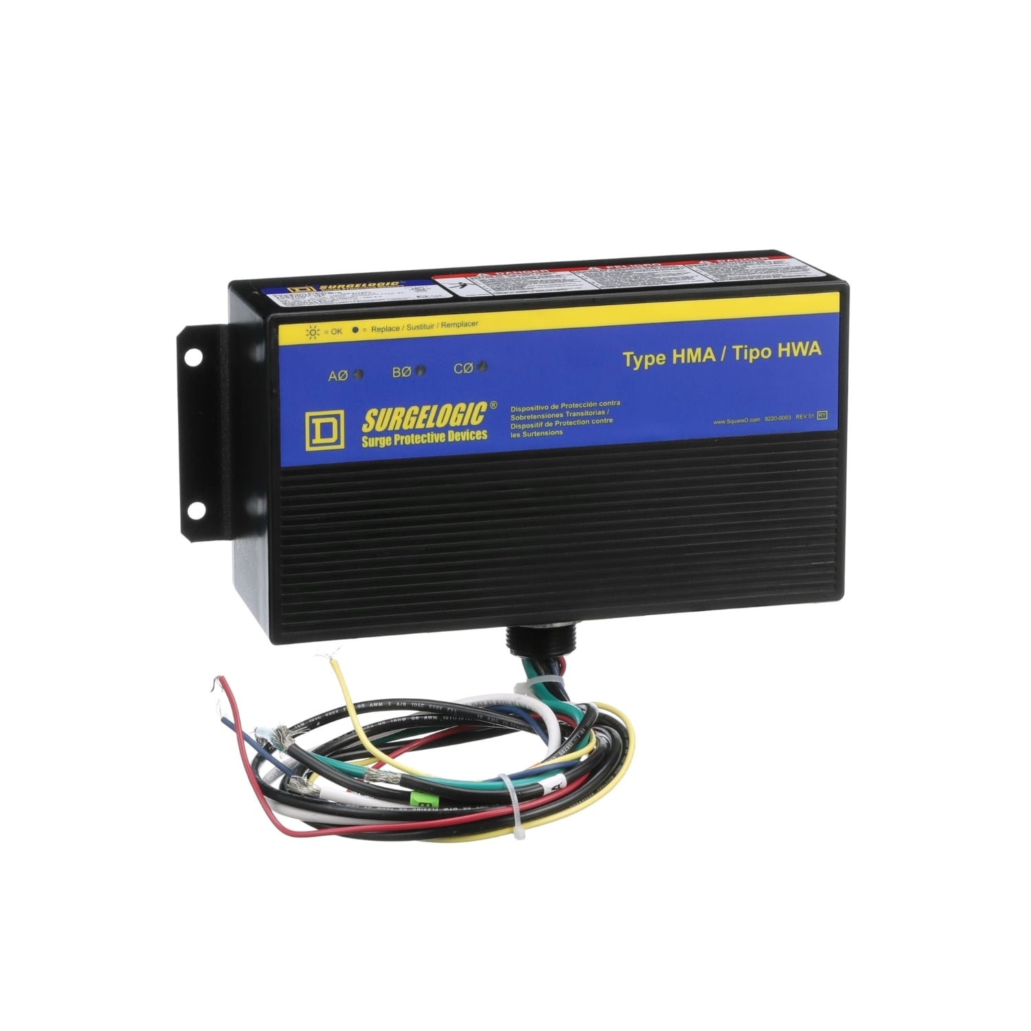 TVS2HWA10X Surgelogic Type HWA Non-Metallic Surge Protective Device, 208Y/120 V AC, 50/60 Hz, 2 Poles, 200 kA SCCR, 3 Phase
