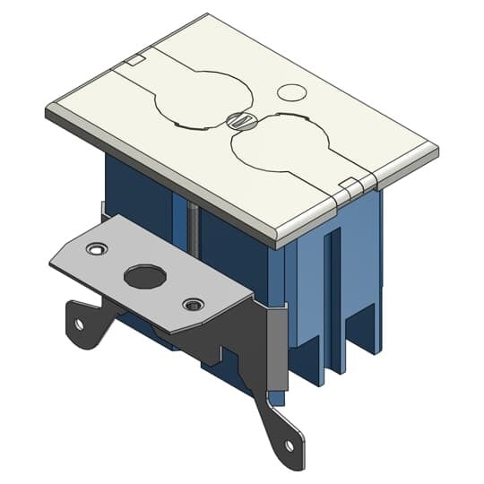 B121BFBR Carlon Adjust-A-Box Adjustable Non-Metallic Floor Box, 20 cu-in Capacity, 1 Gangs, 2 Outlets, 2.8 in L x 4.36 in W x 3.3 in H