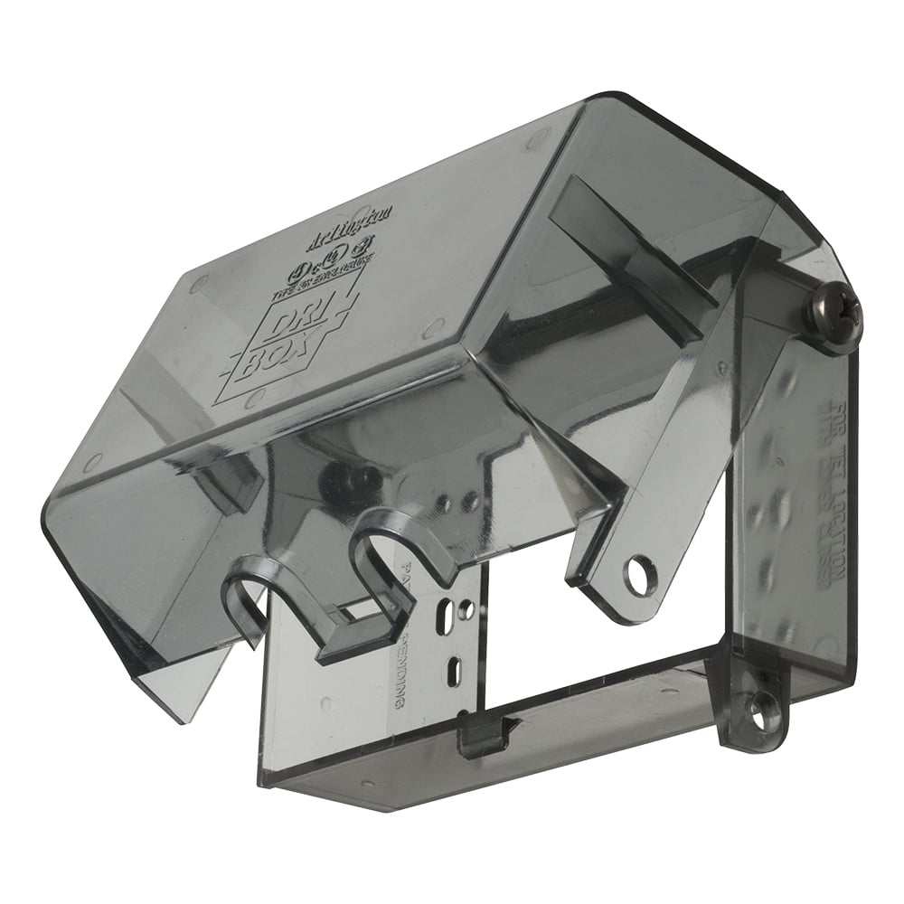 DBPV1C Dri-Box DB Series 1-Gang Box Vertical Mount Rectangular Adapter With Non-Metallic Cover and Base, For Use With Wiring Device and Standard Size Wallplate, Plastic, Clear