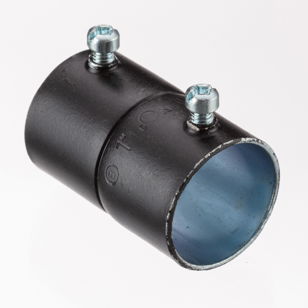 240-SBLK Bridgeport Color Coded Concretetight Set Screw Coupling, 1/2 in, For Use With EMT Conduit, Steel, Painted