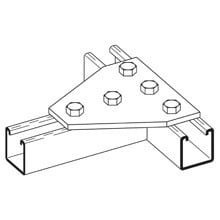 B532GRN Flat Tee Gusset Plate, 5 Holes, 5-3/8 in L x 5-3/8 in W x 1/4 in THK, Strip Steel