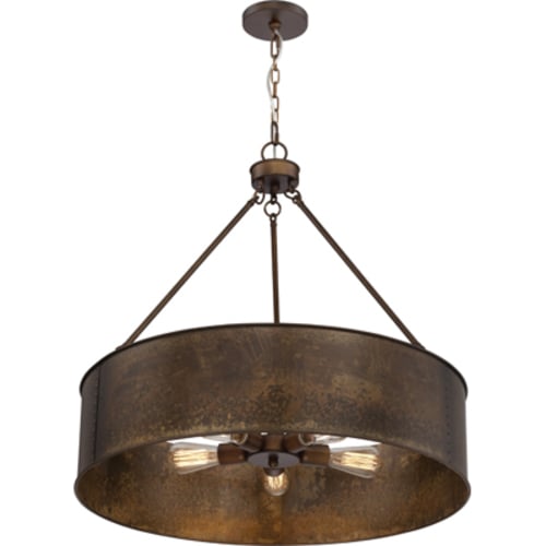 60-5895 Nuvo Kettle Dimmable Oversized Pendant Fixture, (5) ST19 Lamp, 120 V AC, Weathered Brass Housing