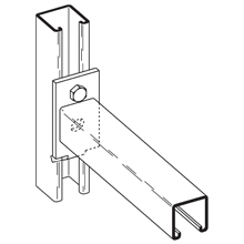 B293A-6ZN Channel Bracket, 1 Hole, 6 in L x 1-5/8 in W x 1/4 in THK, Steel