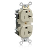 M5362-IGI Lev-Lok 1-Phase Duplex Heavy Duty Isolated Grounding Straight Blade Receptacle, 125 V AC, 20 A, 2 Poles, 3 Wires, Ivory