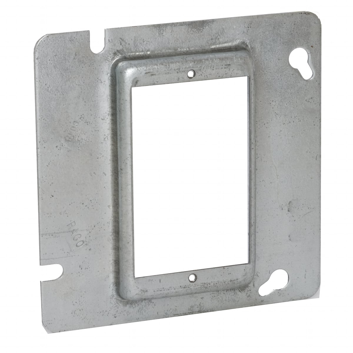 837 1-Device Raised Box Cover, 4-11/16 in L x 4-11/16 in W x 1/2 in D, Receptacle/Switch Cover, Drawn Steel