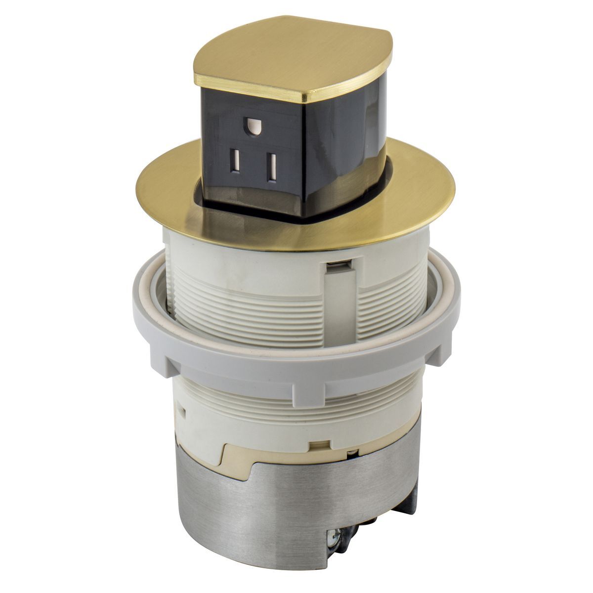 RCT201BR Flush Pop-Up Standard Sized Tamper Resistant Countertop Receptacle, Composite, 1 Gangs, 1 Outlets, 2 Knockouts