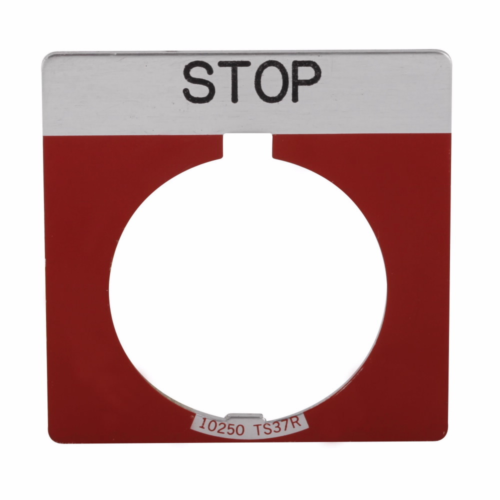 10250TS34 Standard Legend Plate, 0.01 in H x 1.7 in W, Square Plate, Red Field