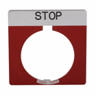 Eaton 10250T pushbutton legend plate, 10250T series, Square legend plate, Red, Legend: STOP, 3/16 In high, White letters, Square