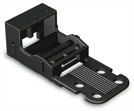 Mounting carrier for horizontal mounting with snap-in mounting foot - Wago (221 series) - for 4mm2 - Black color - compatible with 3-conductor term. blck.