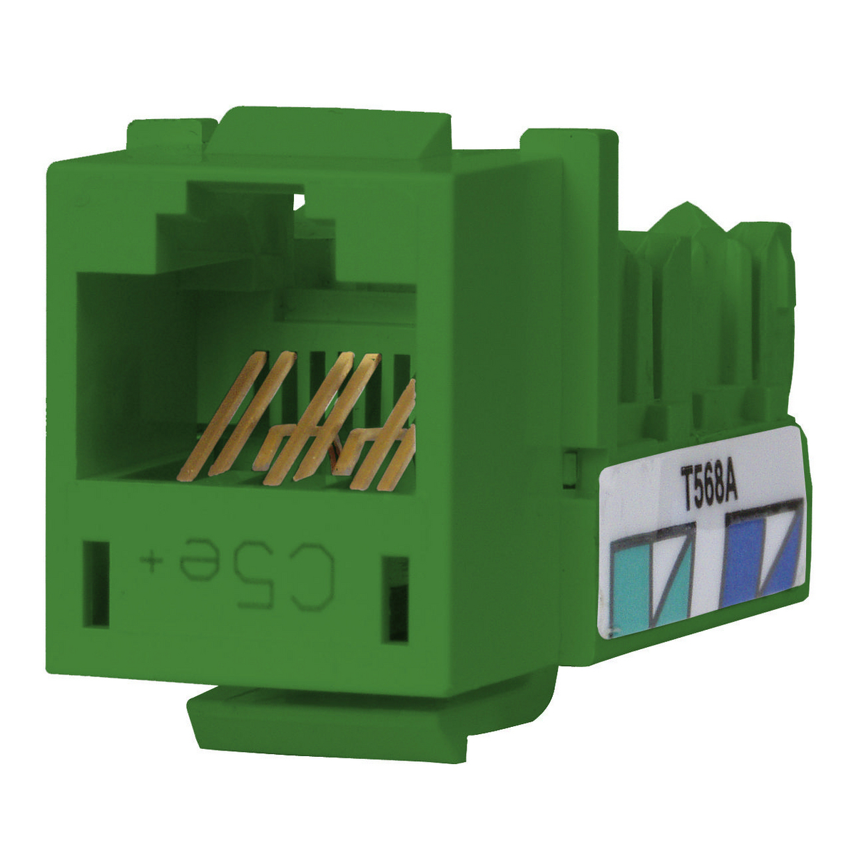 HXJ5EGN25 8-Position Standard Universal A/B Jack, Cat 5e Module, Snap-Fit Mount, Green