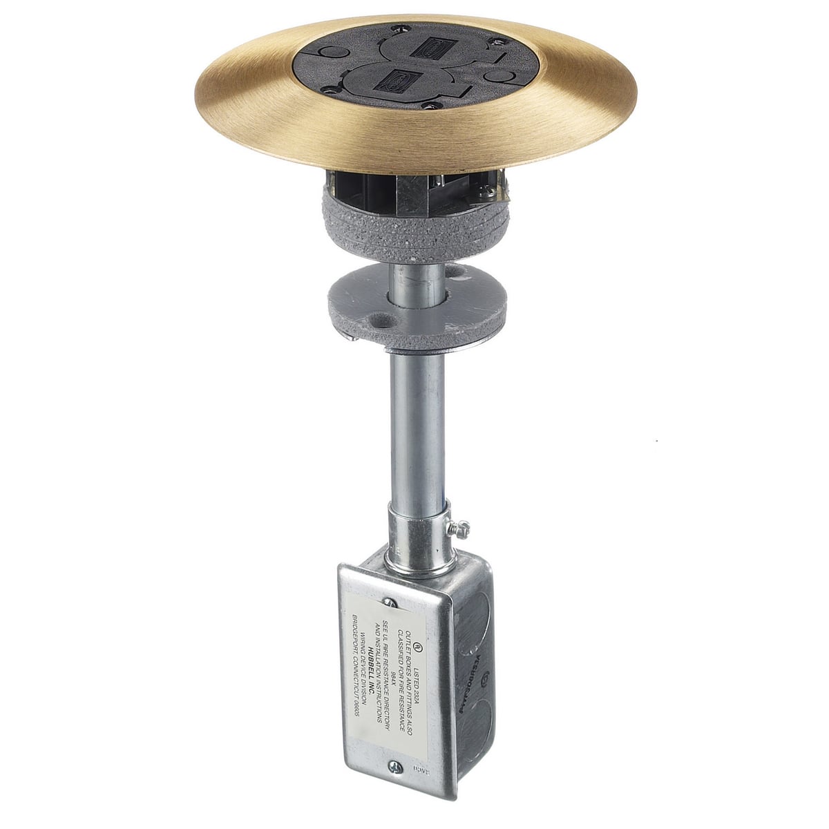 PT7FSDBRS3A Flush Duplex Standard Sized Poke-Through Assembled, 3 in Hole, 7 in Dia x 0.51 in THK Cover, Composite