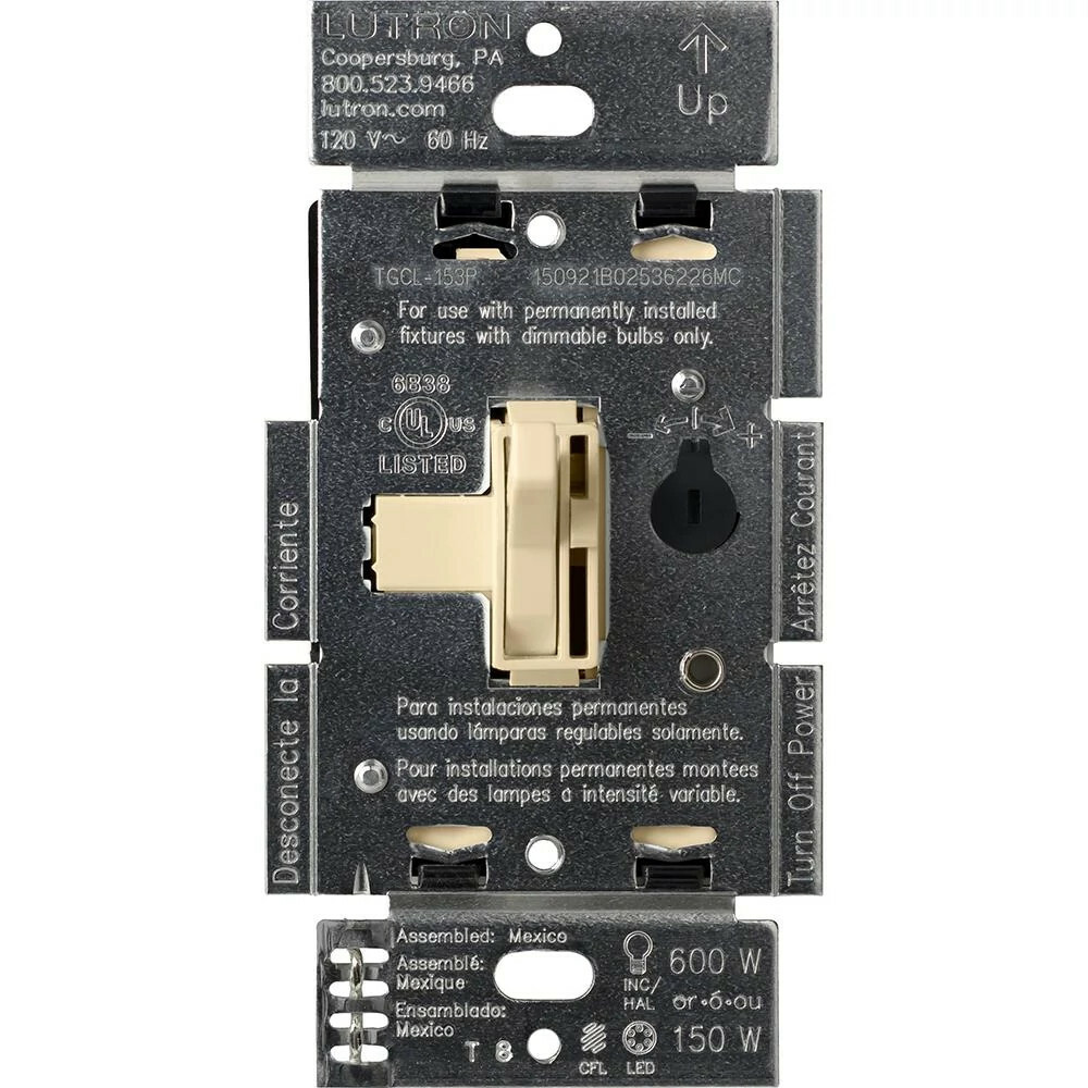 AYCL-153PH-IV Ariadni LED+ Dimmer Switch, 150W LED, 1 Pole/3-Way, No Neutral Required, 120V, Ivory