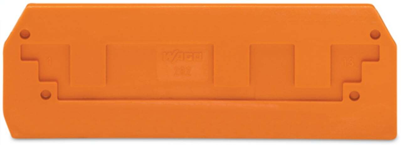 282-339 End and Intermediate Plate, For Use With Rail Mounted, Polyamide, Orange