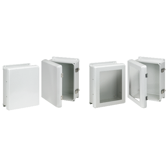 HJ1614HWPL2LG Enclosure, 17.31 in L x 15.3 in W x 6.7 in D, NEMA 4X/IP66 NEMA Rating, Fiberglass