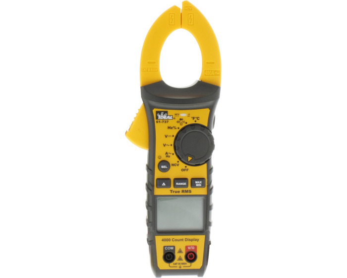 61-737 TightSight Digital Clamp Meter With Backlit, 600 V AC, 400 A, 40 MOhm, 10 to 9999 Hz, 1.4 in Jaw, Backlit LED Display