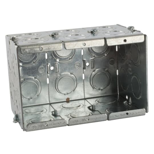 GW-335-G Steel City Gangable Masonry Box, Steel, 71 cu-in Capacity, 3 Gangs, 1 Outlets, 16 Knockouts