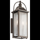 The Harbor Row(TM) 18.5in; 2 light outdoor wall light features a classic look with its Olde Bronze finish and clear seeded glass. Featuring refined lines, the detailed roof has a sweeping arch above. The Harbor Row outdoor wall light is perfect in several aesthetic environments, including traditional and transitional.