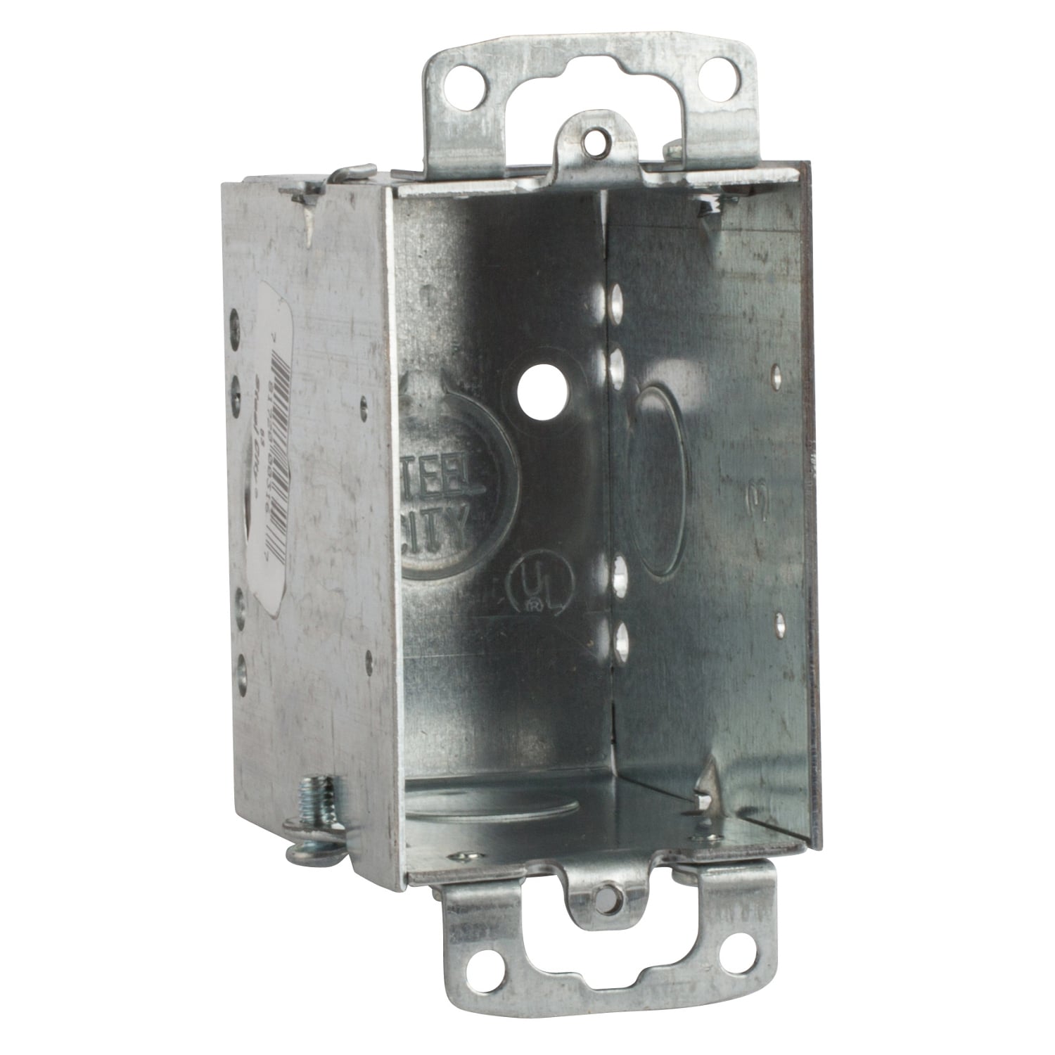 53 Steel City Gangable Switch Box, Steel, 14 cu-in Capacity, 1 Gangs, 1 Outlets, 8 Knockouts, 2 in W x 2-3/4 in D x 3 in H