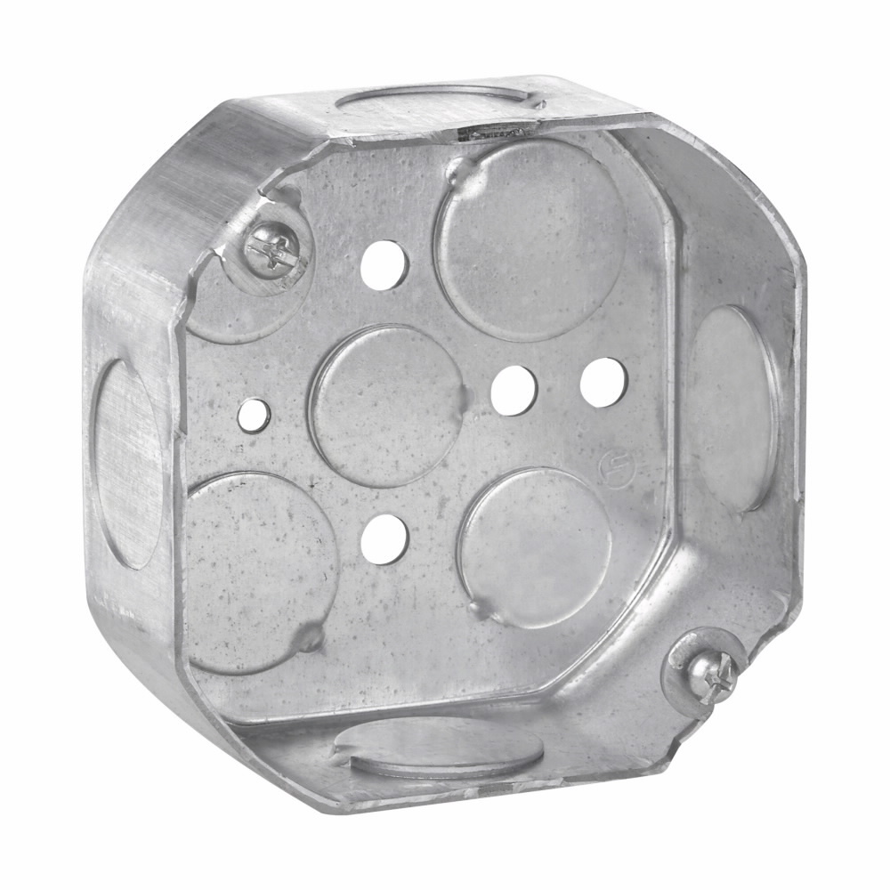 TP276 Thepitt Drawn Octagon Outlet Box, Steel, 15.5 cu-in Capacity, 5 Knockouts, 4 in W x 1-1/2 in D x 4 in H