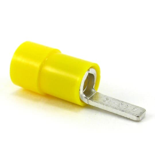 TV10-10BL-L Catamount Insulated Blade Terminal, 12 to 10 AWG Copper Conductor, 0.394 in L Blade, Copper, Yellow