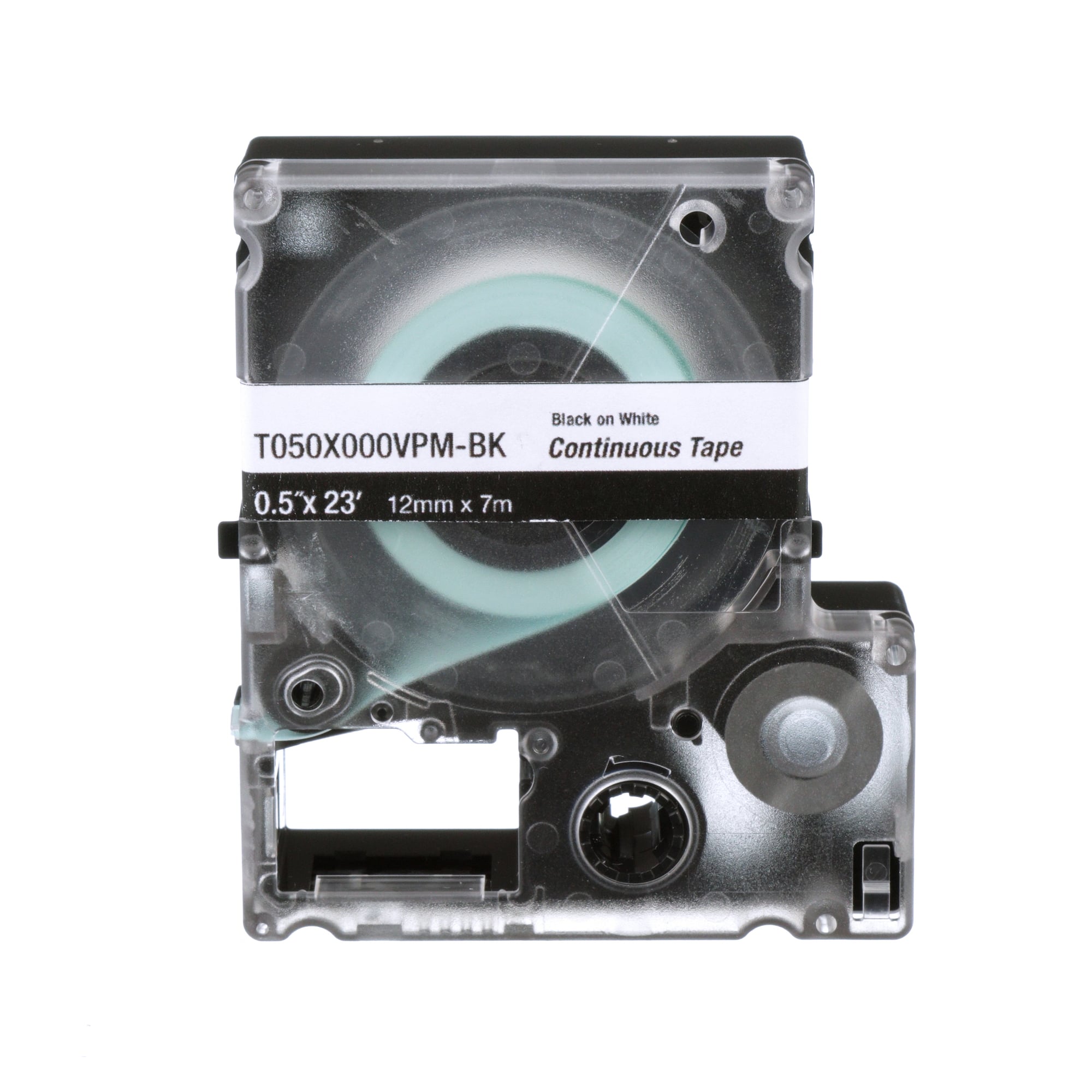 T050X000YKM-BK Continuous Tape Cassette, 2.95 in L x 2.53 in W, For Use With MP100 and MP300 Mobile Printers, Polyester, Black on Clear