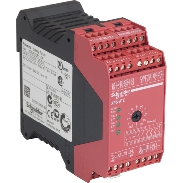 XPSATE5110P Removable Safety Relay With Timing Function, 2NO-3NO 2 Form A/3 Form A Contact, 24 V DC V Coil