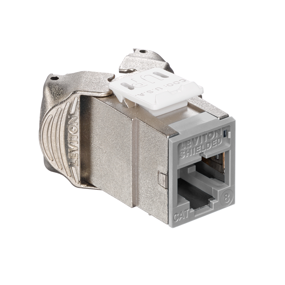 81SJK-RG8 Atlast-X1 QuickPort Shielded Jack, Cat 8 Module, Die Cast Zinc, Gray
