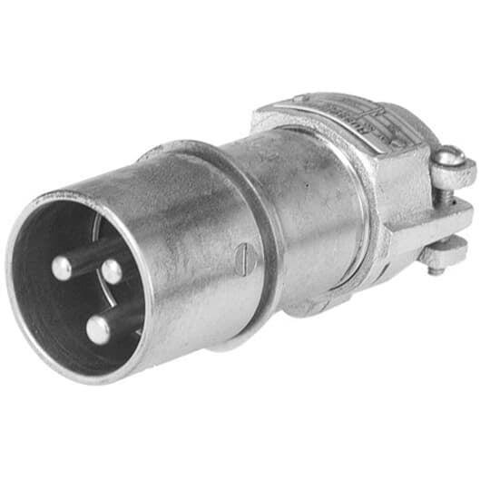 3730-RS Russellstoll Pin and Sleeve Plug, 250 VAC, 15 A, 3 Poles, 4 Wires