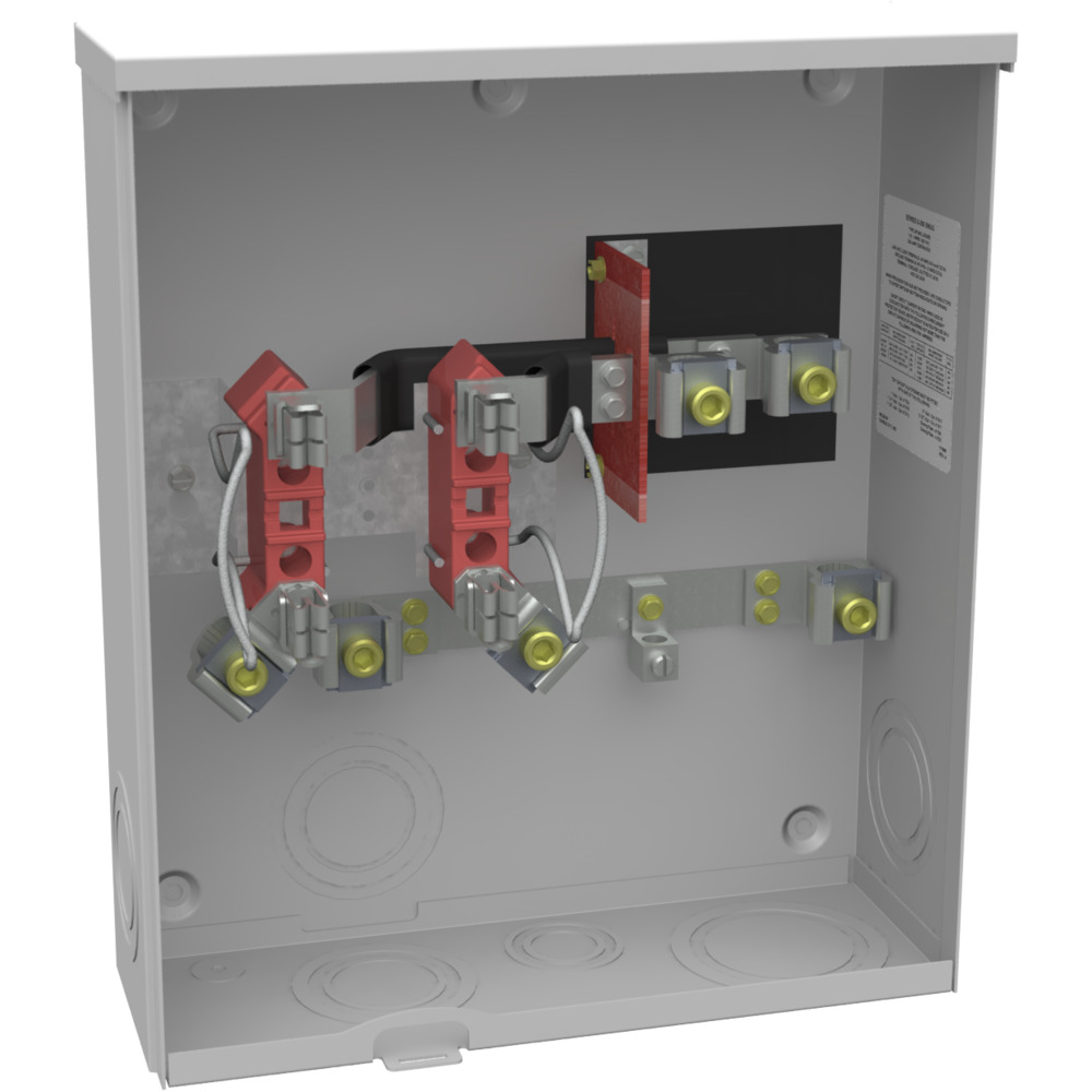 U4413-O Single Position Meter Socket, 200 Amp, 1 Phase, Ringless, No Bypass, 4 Term, UG with Side Wireway, 600V