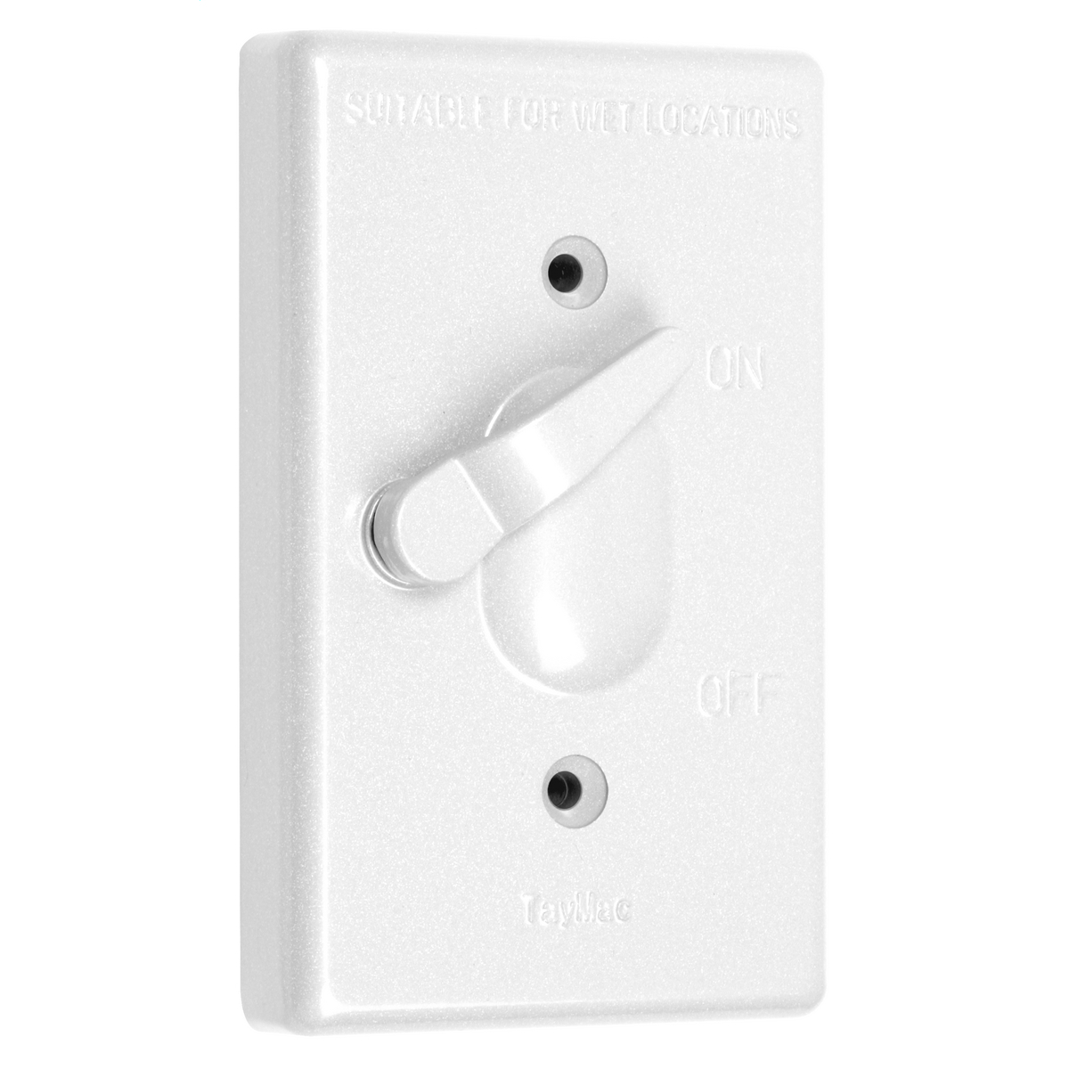 TC100WH Flat Weatherproof Outlet Box Cover, Toggle Switch, Die Cast Metal